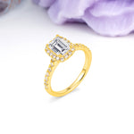 Luxurious Vintage Style 4 Prong Emerald Cut Lab Diamond Engagement Ring - Additional view