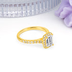 Luxurious Vintage Style 4 Prong Emerald Cut Lab Diamond Engagement Ring - Additional view