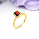 Luxurious Vintage Style 4 Prong Emerald Cut Garnet Engagement Ring - Additional view