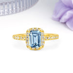 Luxurious Vintage Style 4 Prong Emerald Cut Aquamarine Engagement Ring - Additional view