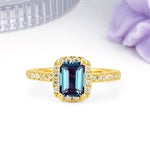 Luxurious Vintage Style 4 Prong Emerald Cut Alexandrite Engagement Ring - Additional view