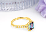 Luxurious Vintage Style 4 Prong Emerald Cut Alexandrite Engagement Ring - Additional view