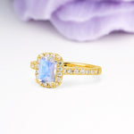Luxurious Vintage Style 4 Prong Emerald Cut Moonstone Engagement Ring - Additional view