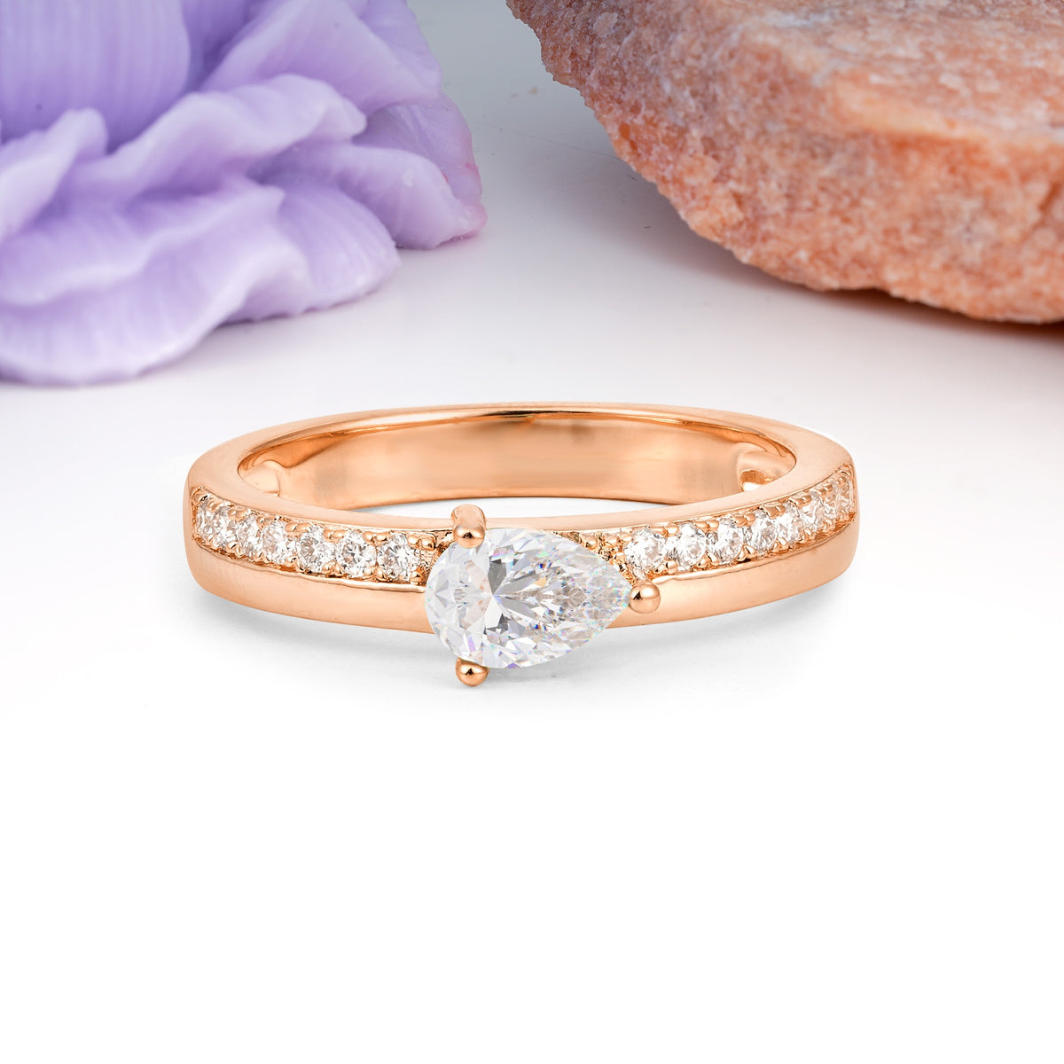 Classic 3-Prong Pear Cut Moissanite Engagement Ring - Additional view