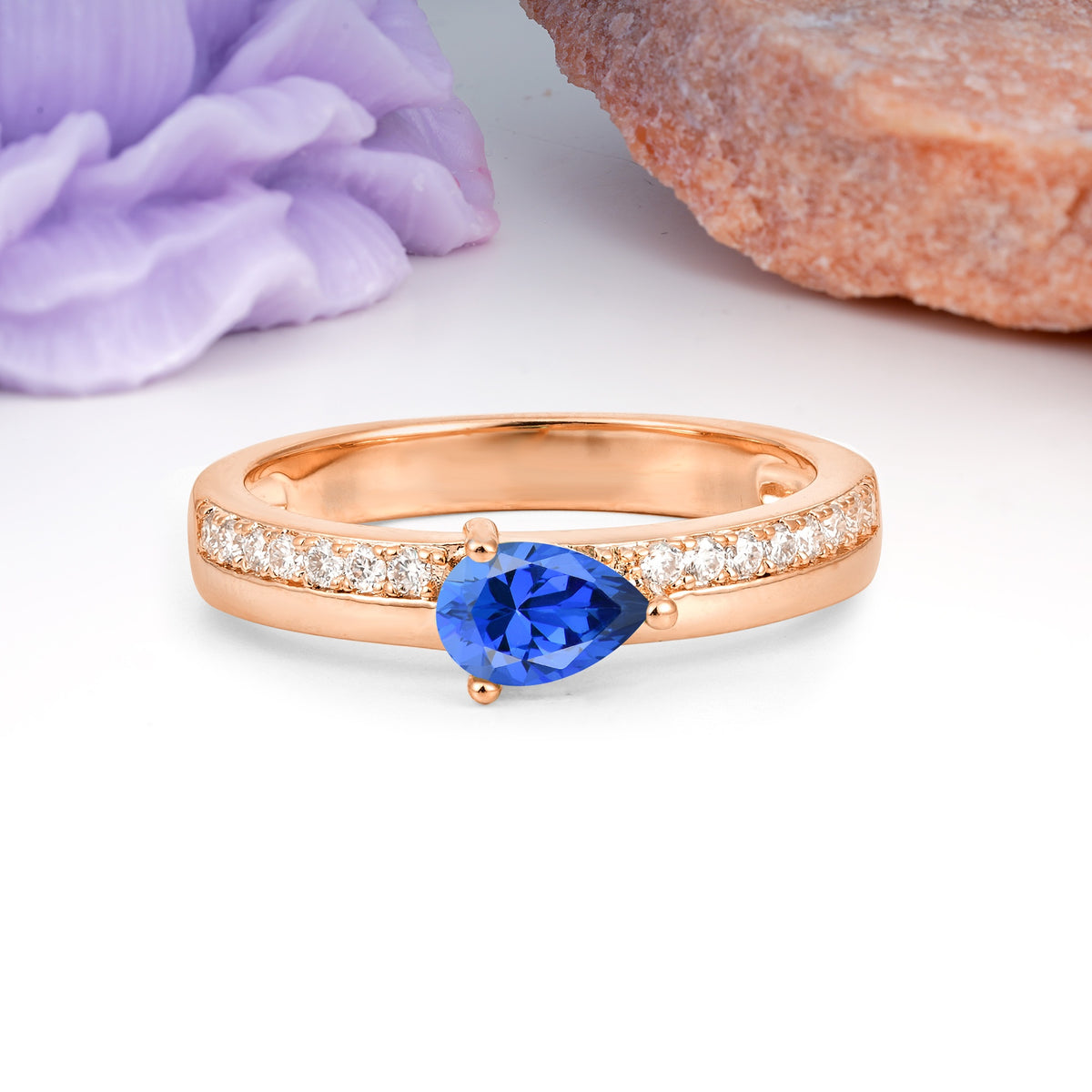 Classic 3-Prong Pear Cut Sapphire Engagement Ring - Additional view