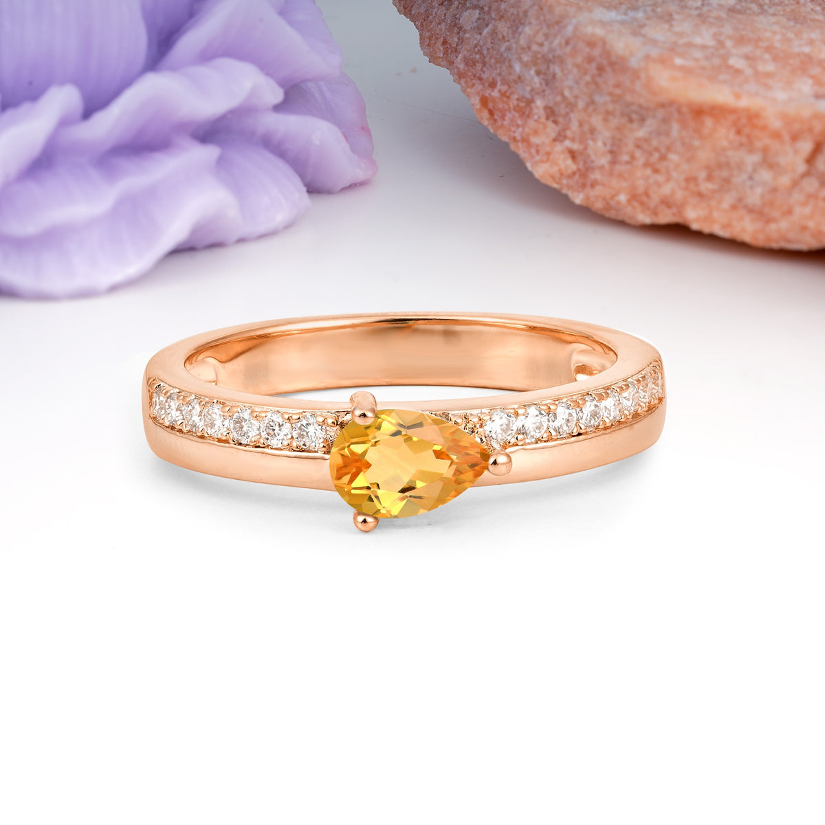 Classic 3-Prong Pear Cut Citrine Engagement Ring - Additional view