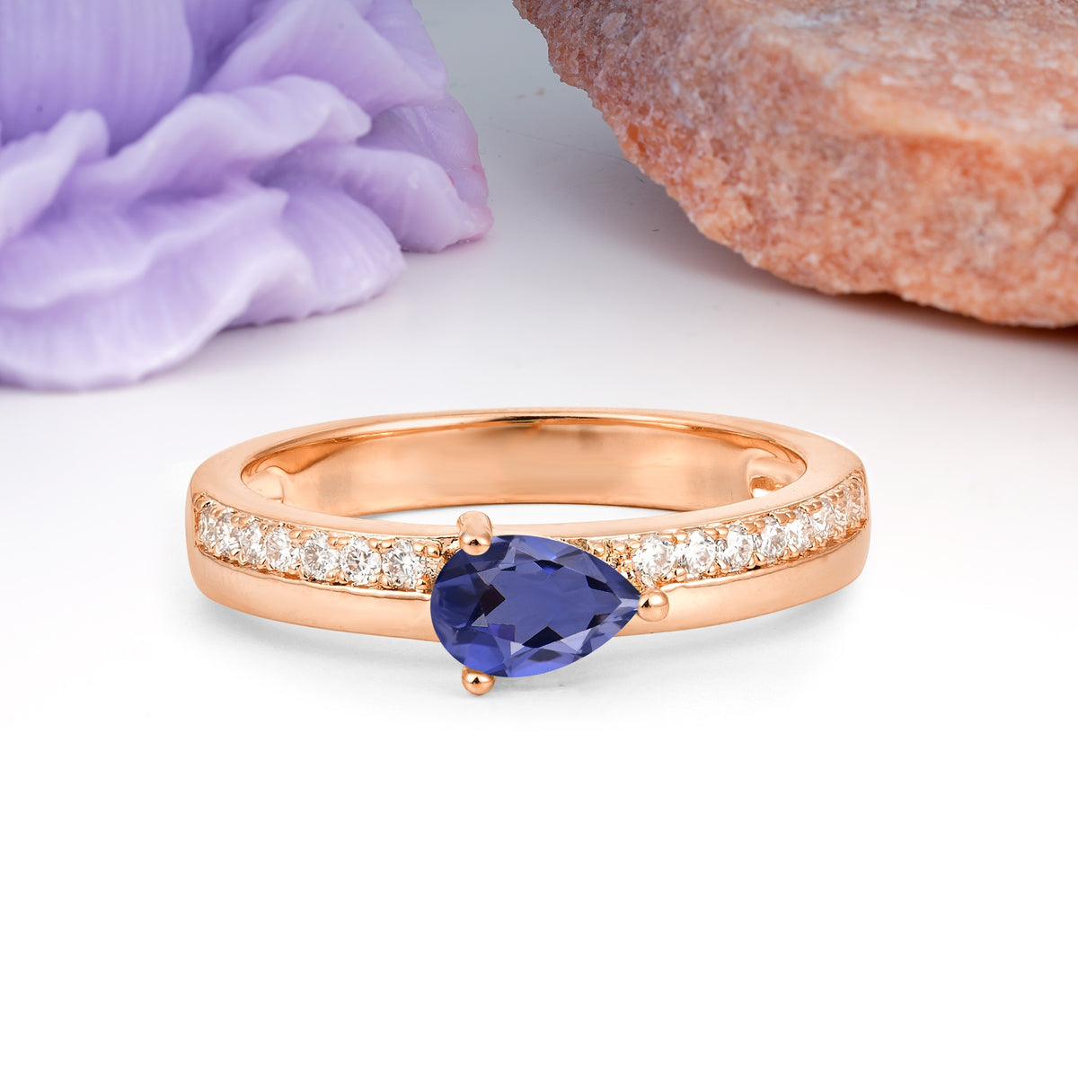 Classic 3-Prong Pear Cut Tanzanite Engagement Ring - Additional view
