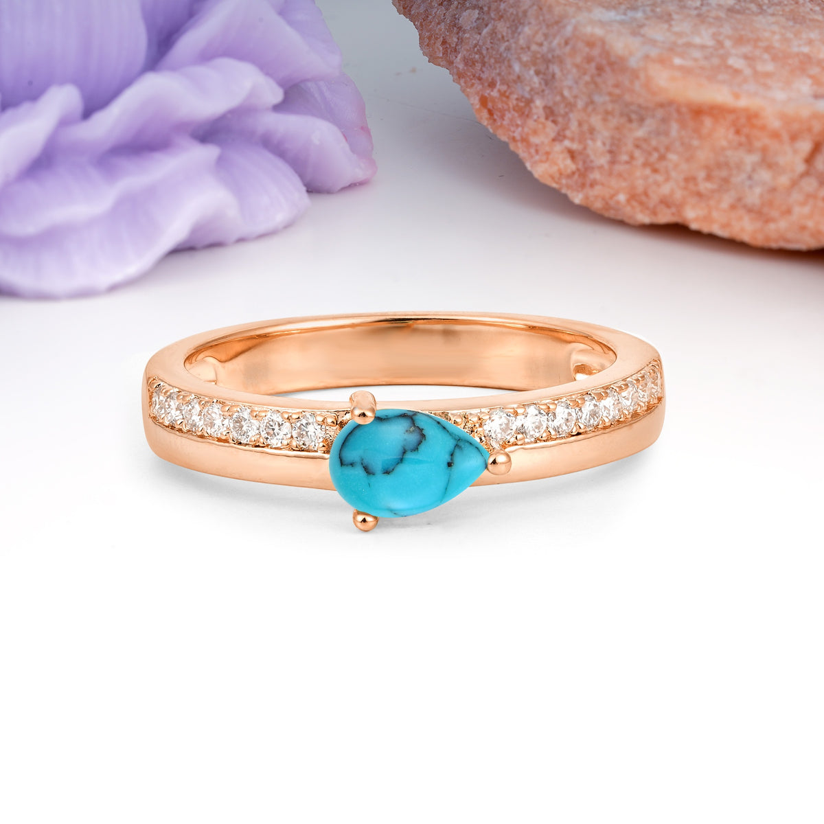 Classic 3-Prong Pear Cut Turquoise Engagement Ring - Additional view