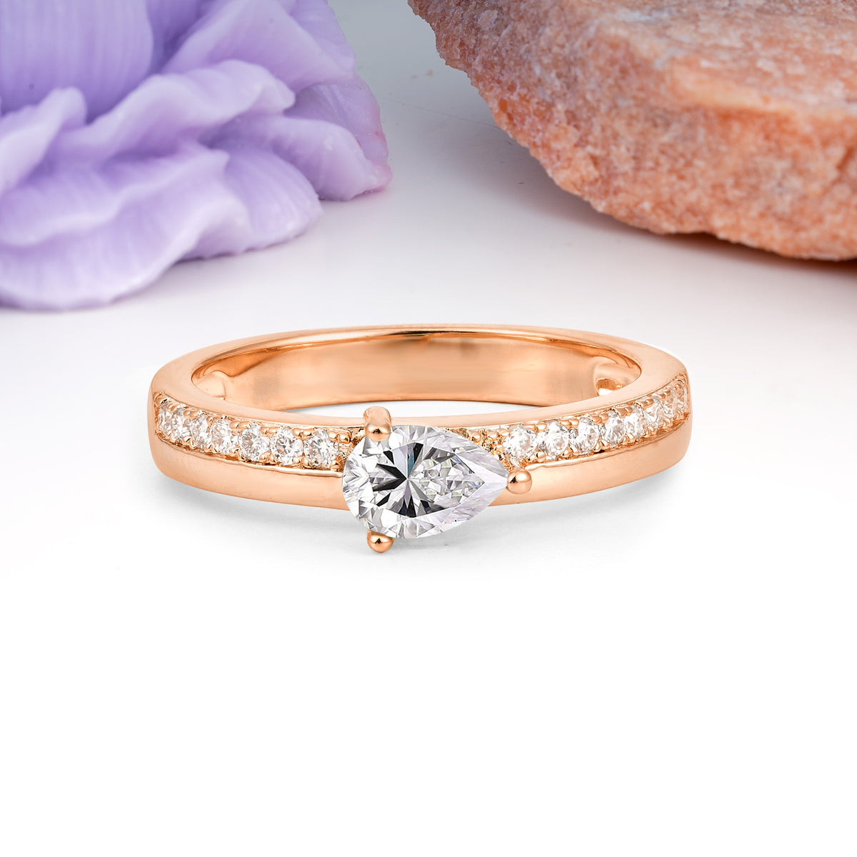 Classic 3-Prong Pear Cut Lab Diamond Engagement Ring - Additional view