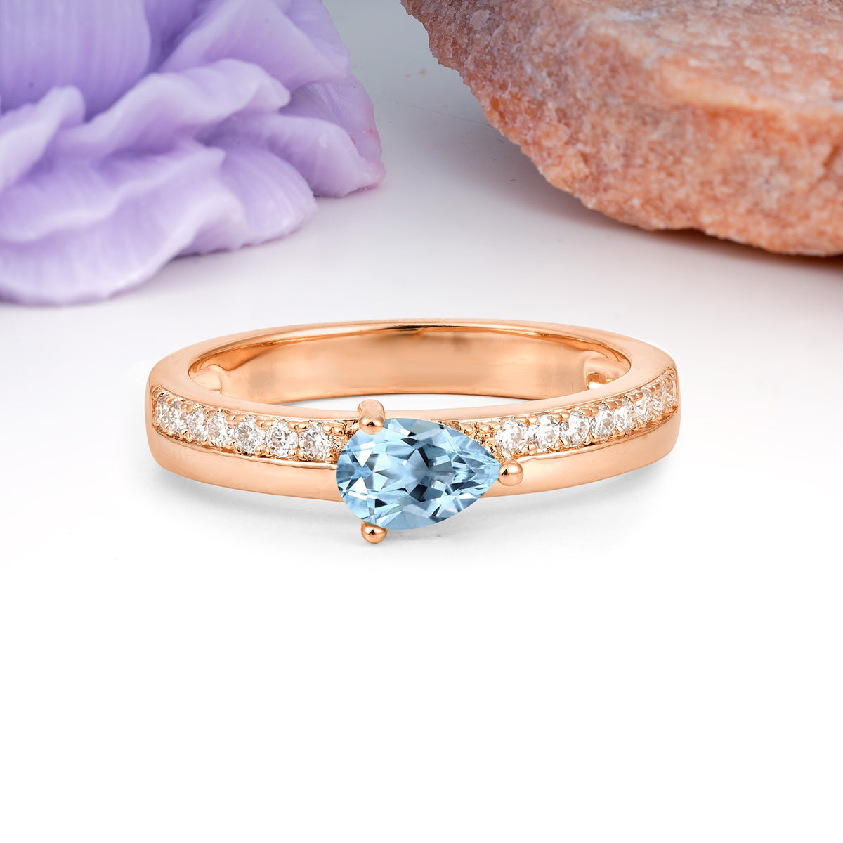 Classic 3-Prong Pear Cut Aquamarine Engagement Ring - Additional view