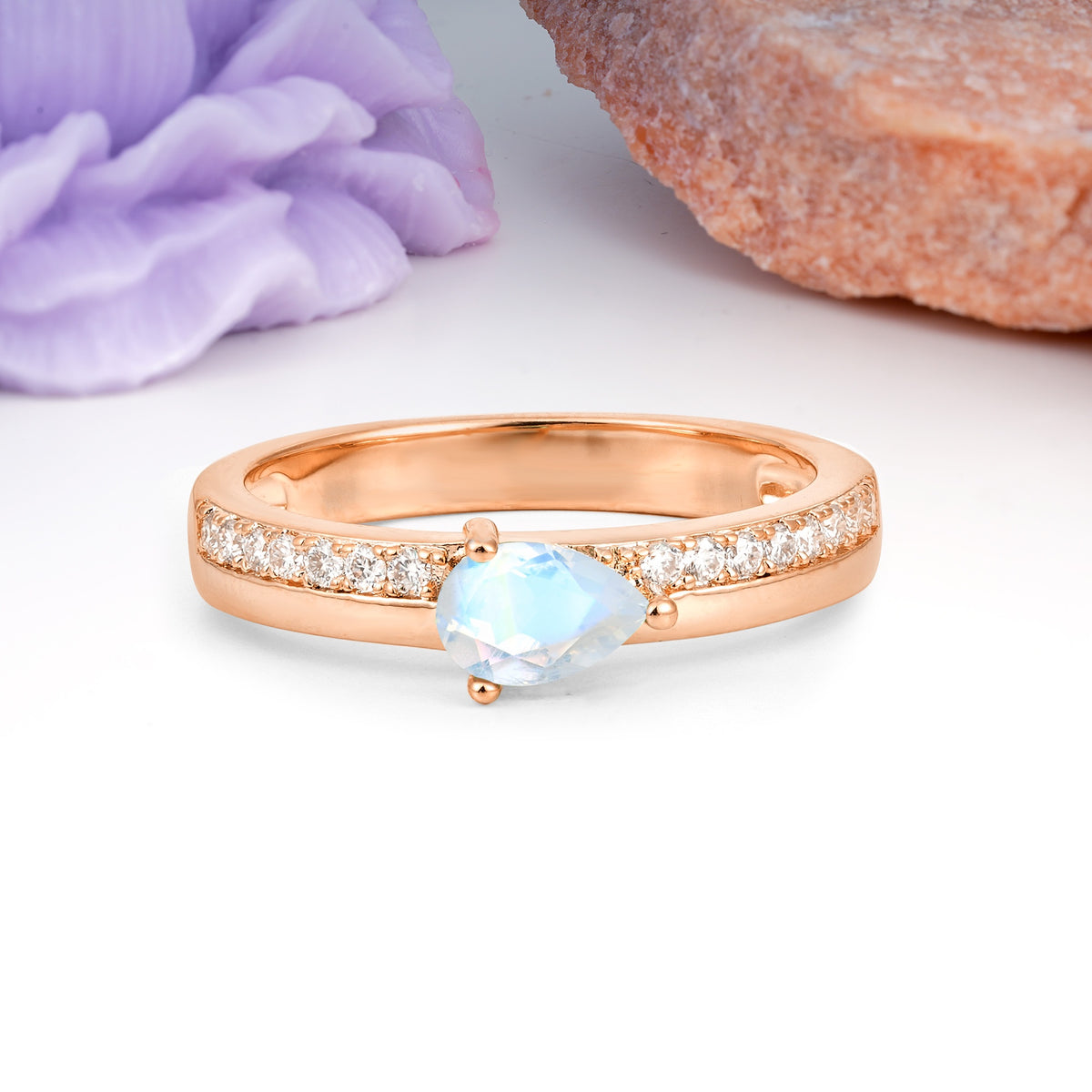 Classic 3-Prong Pear Cut Moonstone Engagement Ring - Additional view