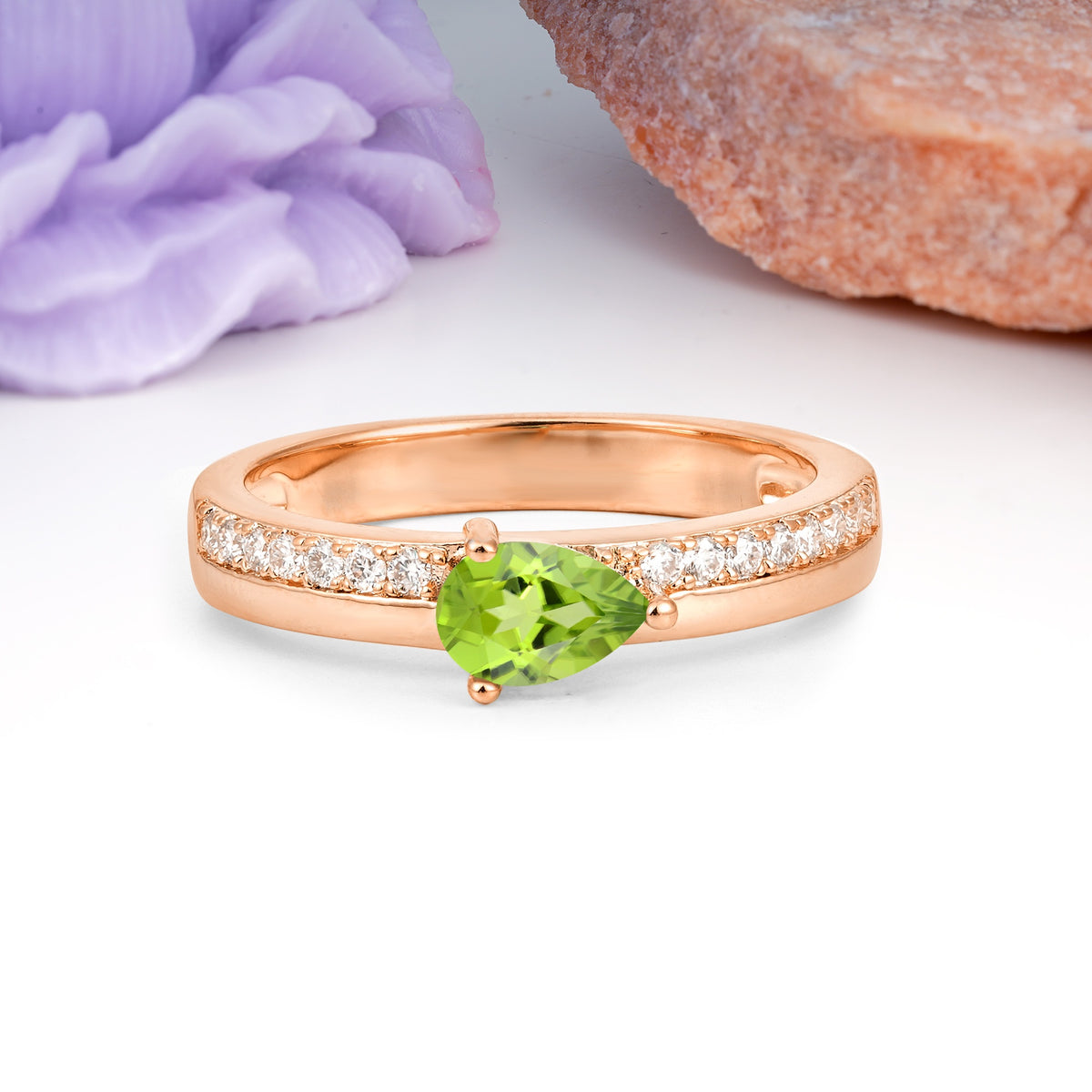 Classic 3-Prong Pear Cut Peridot Engagement Ring - Additional view
