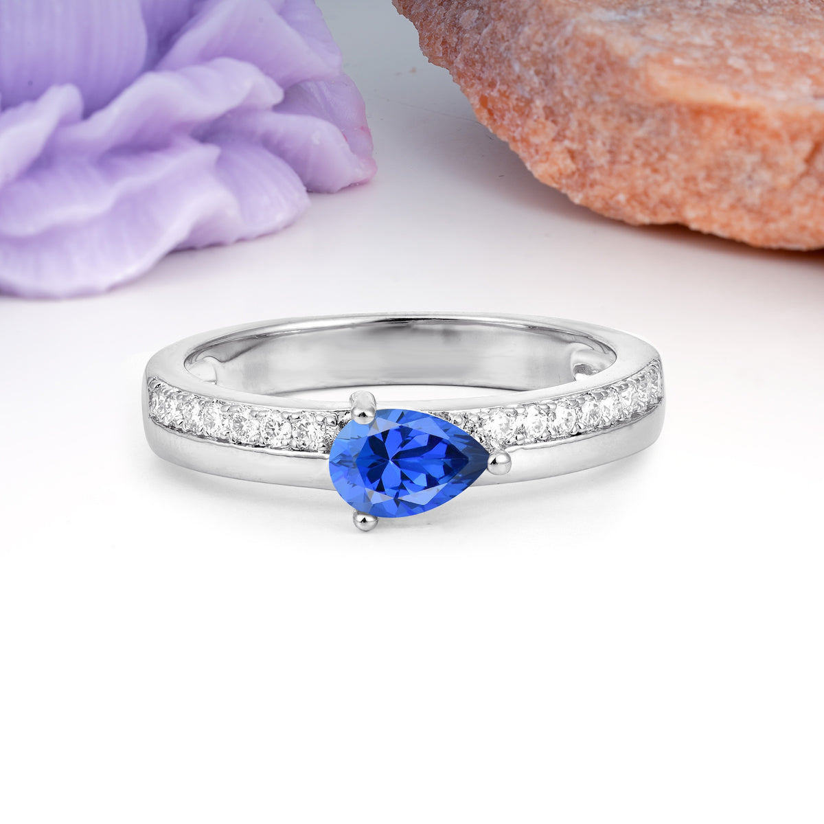 Classic 3-Prong Pear Cut Sapphire Engagement Ring - Additional view
