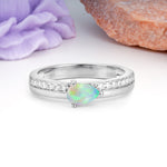 Classic 3-Prong Pear Cut Fire Opal Engagement Ring - Additional view