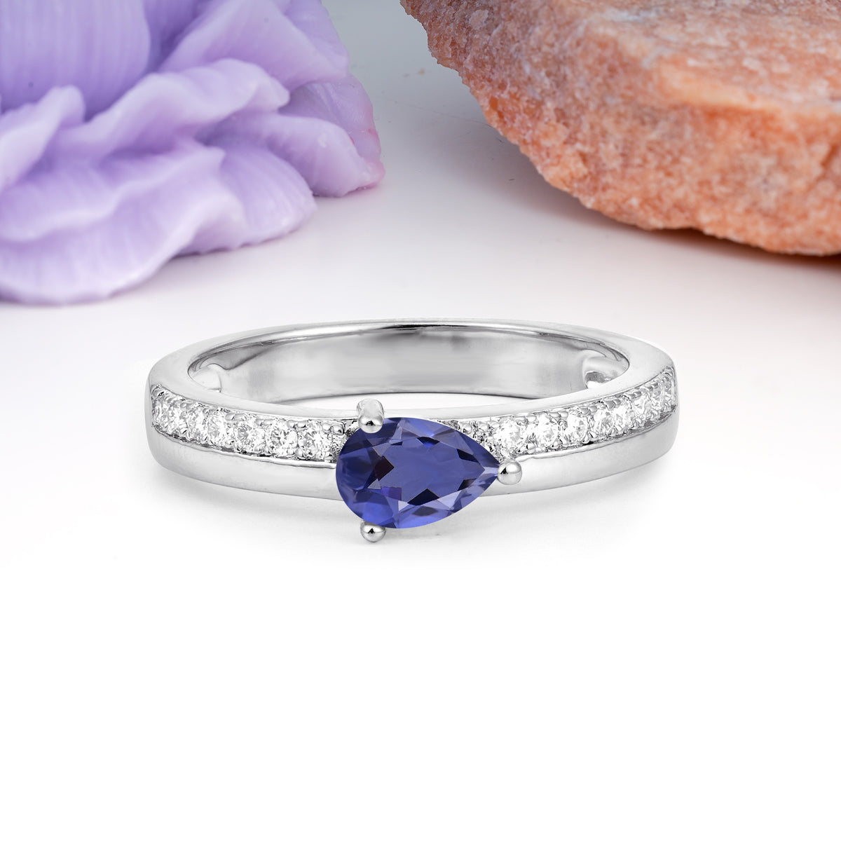 Classic 3-Prong Pear Cut Tanzanite Engagement Ring - Additional view