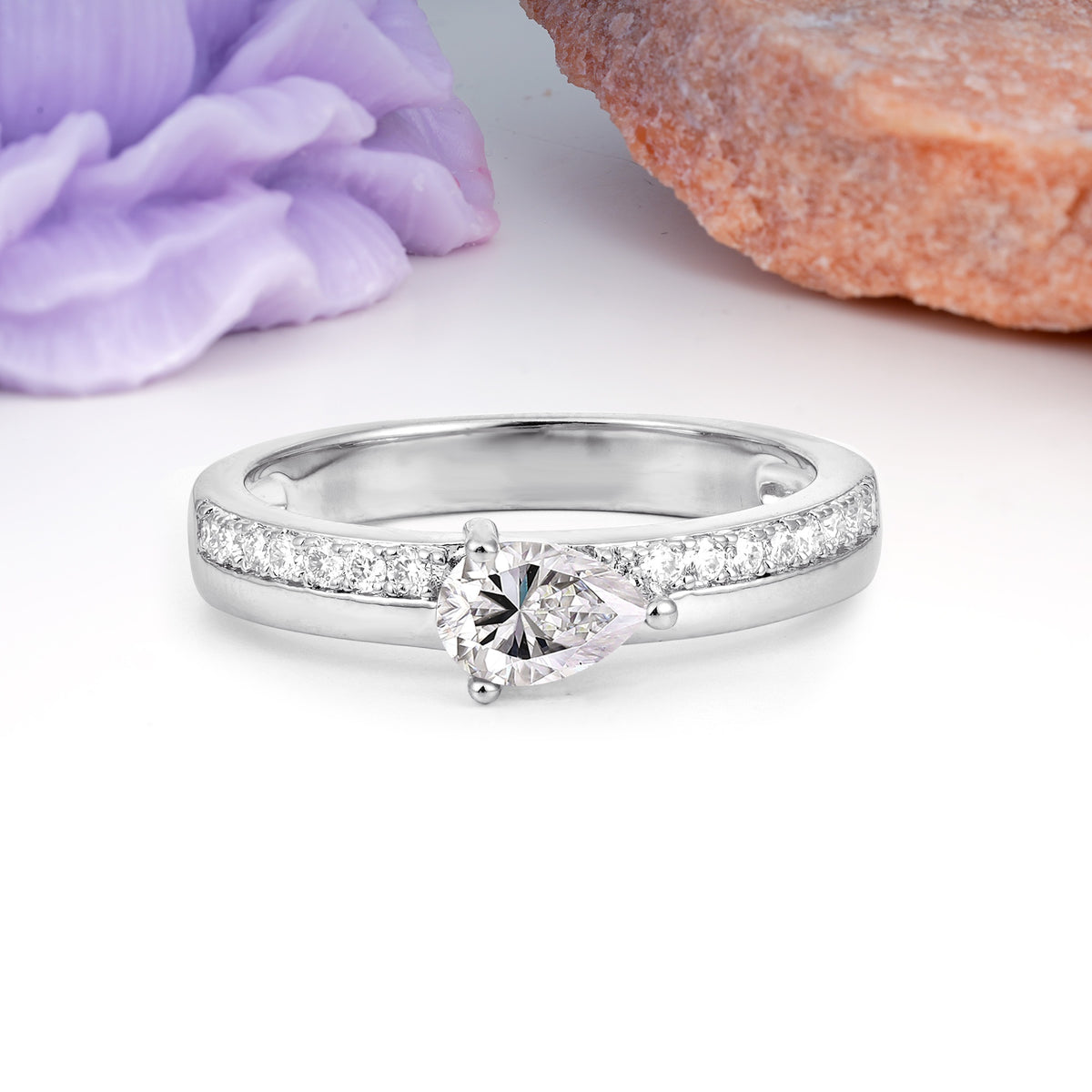 Classic 3-Prong Pear Cut Lab Diamond Engagement Ring - Additional view