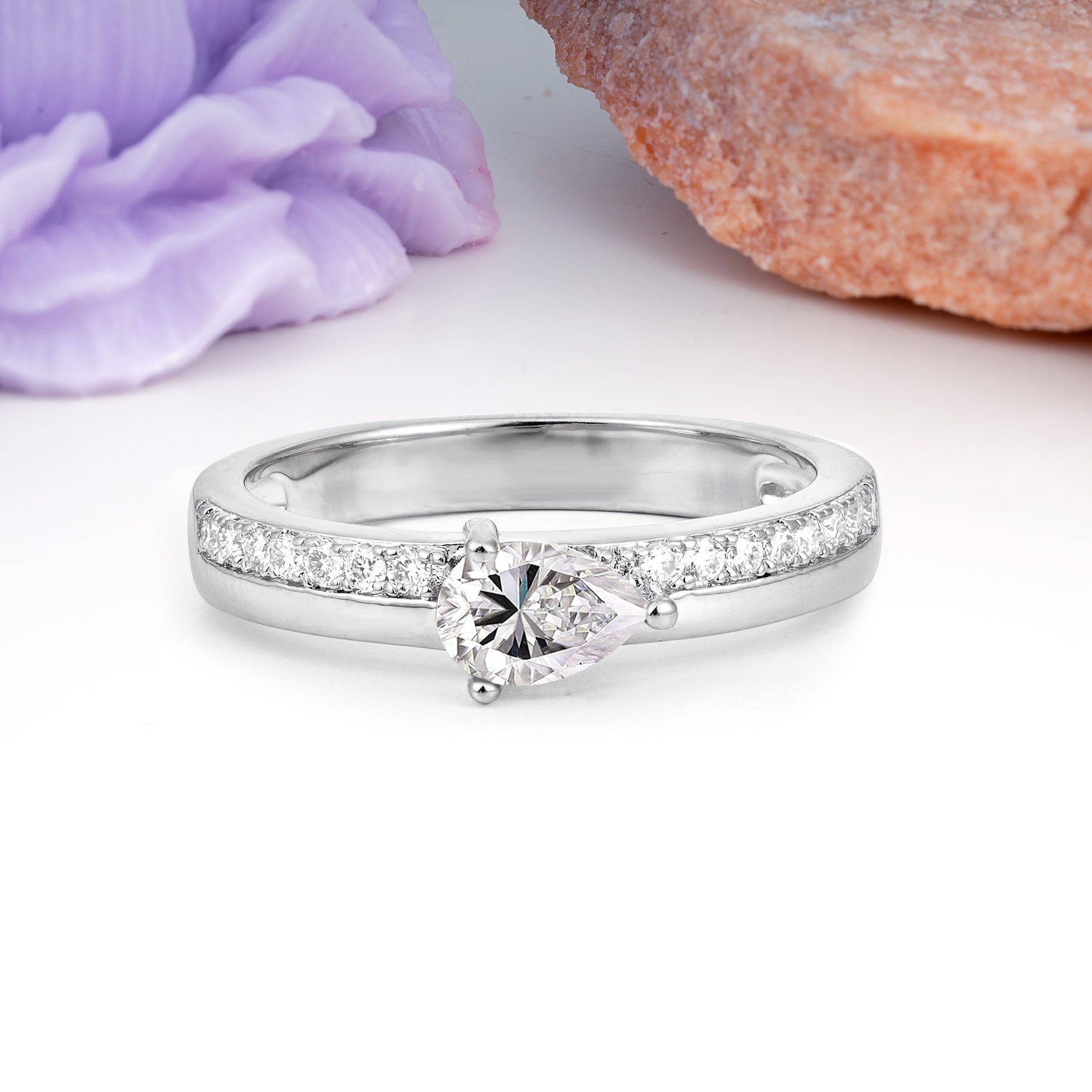 Classic 3-Prong Pear Cut Lab Diamond Engagement Ring - Additional view