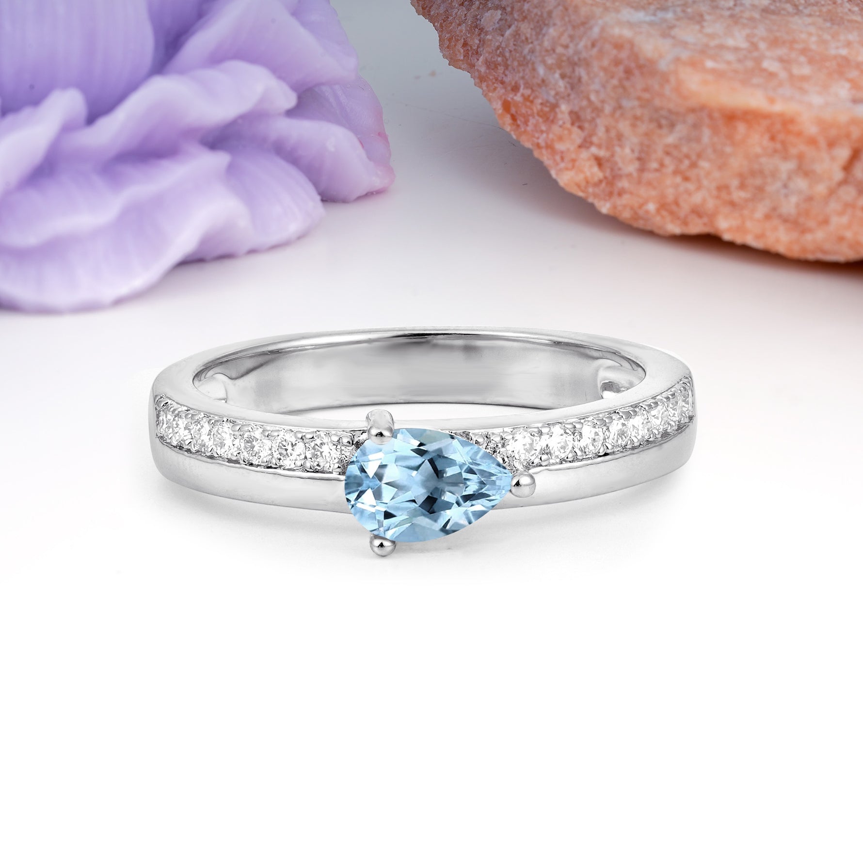 Classic 3-Prong Pear Cut Aquamarine Engagement Ring - Additional view