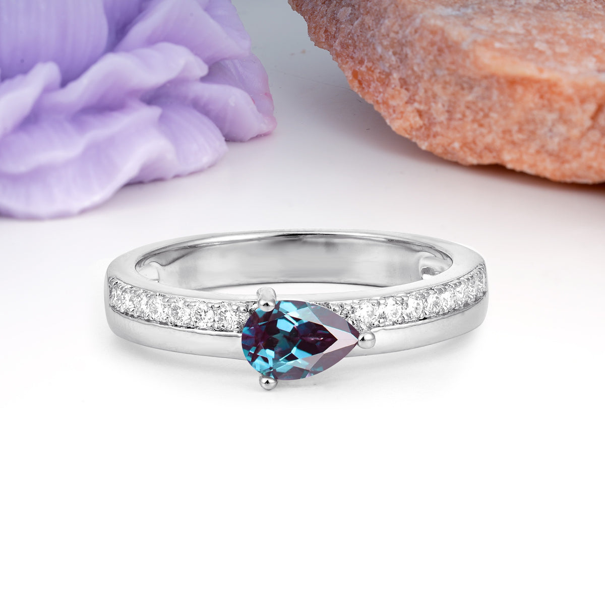 Classic 3-Prong Pear Cut Alexandrite Engagement Ring - Additional view