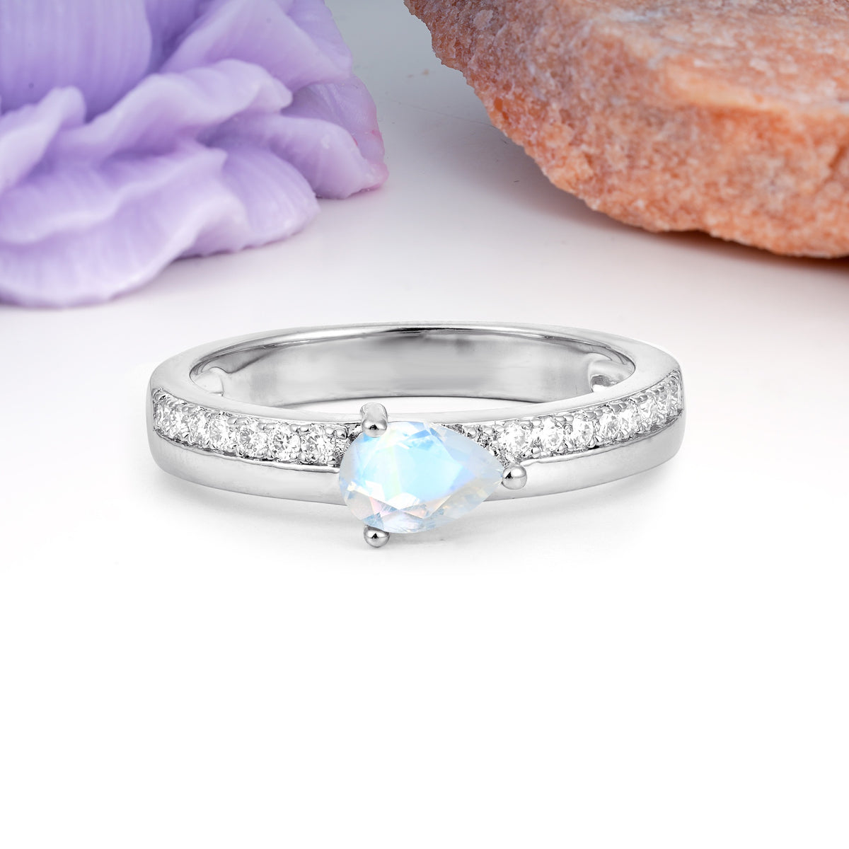 Classic 3-Prong Pear Cut Moonstone Engagement Ring - Additional view