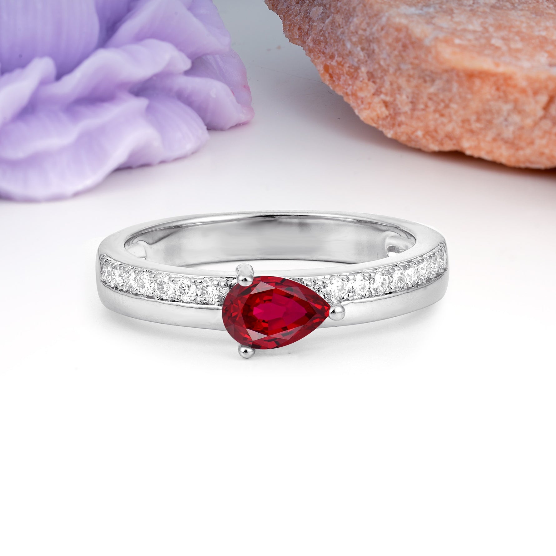 Classic 3-Prong Pear Cut Ruby Engagement Ring - Additional view