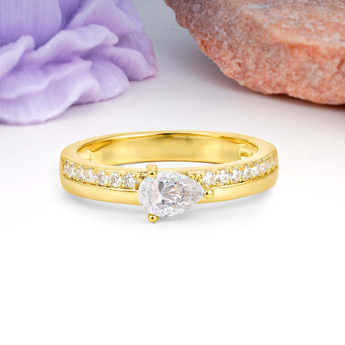 Classic 3-Prong Pear Cut Moissanite Engagement Ring - Additional view