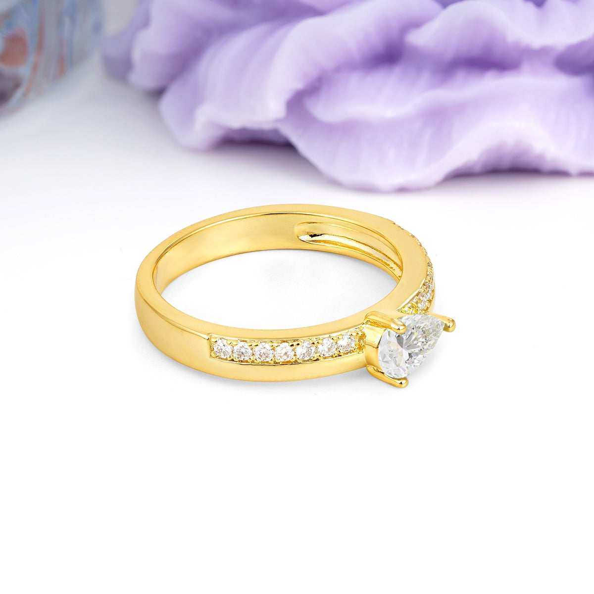 Classic 3-Prong Pear Cut Moissanite Engagement Ring - Additional view