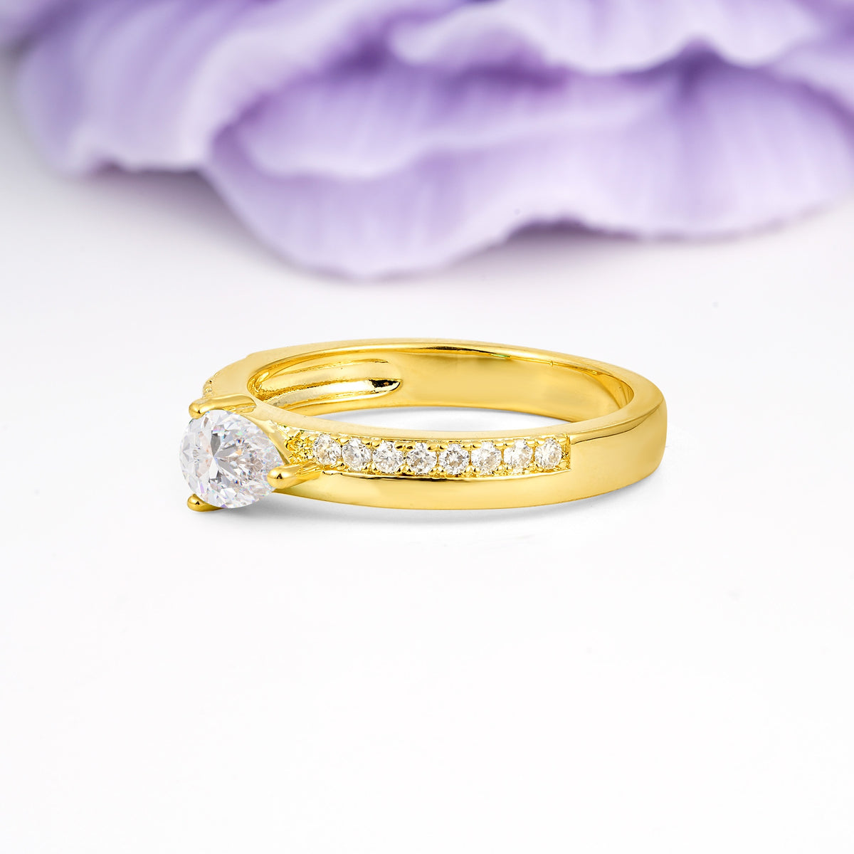 Classic 3-Prong Pear Cut Moissanite Engagement Ring - Additional view