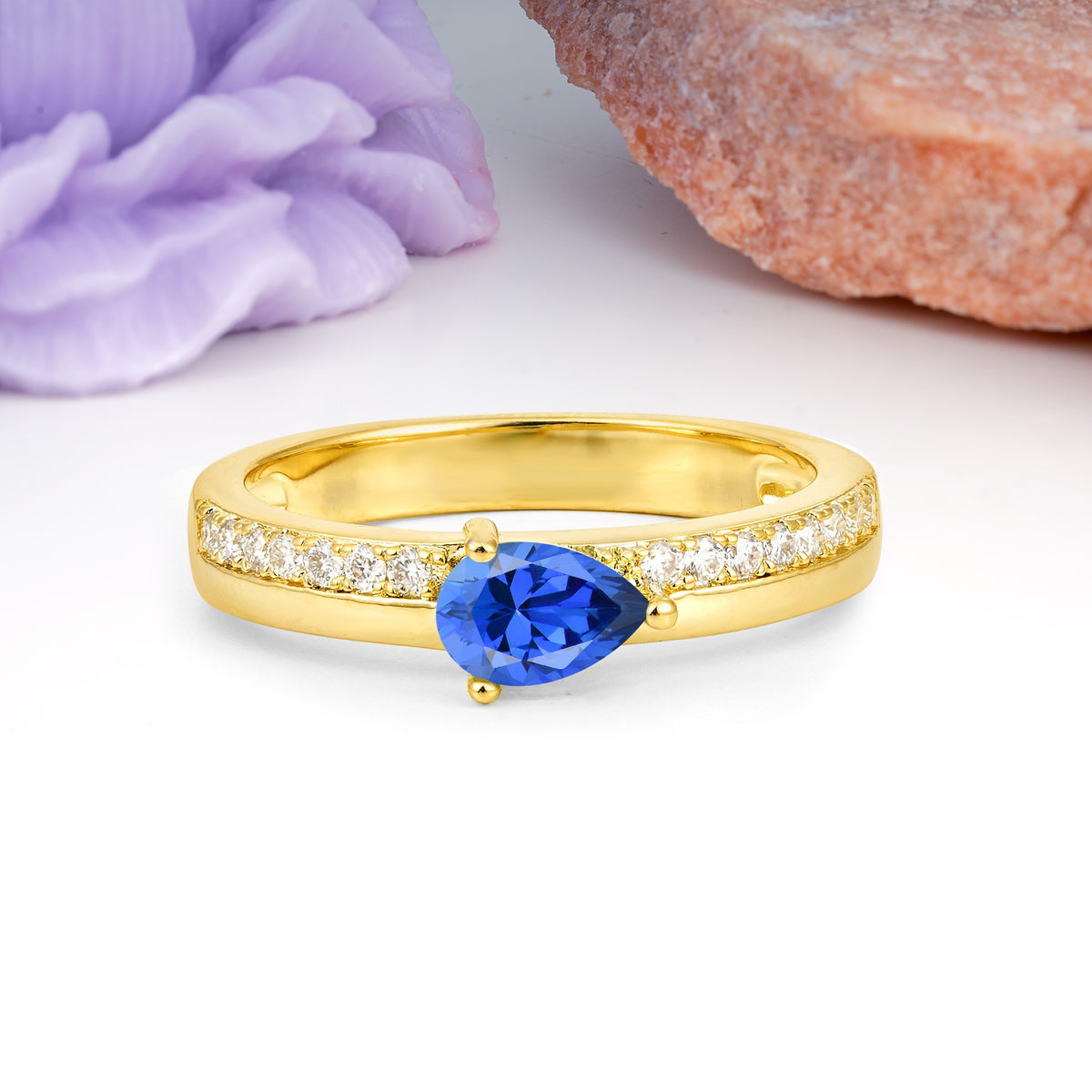 Classic 3-Prong Pear Cut Sapphire Engagement Ring - Additional view