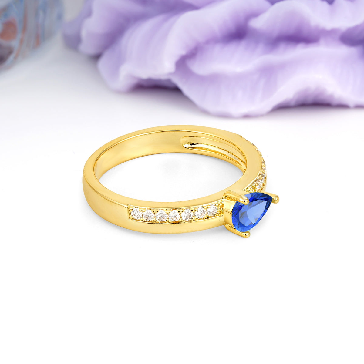 Classic 3-Prong Pear Cut Sapphire Engagement Ring - Additional view