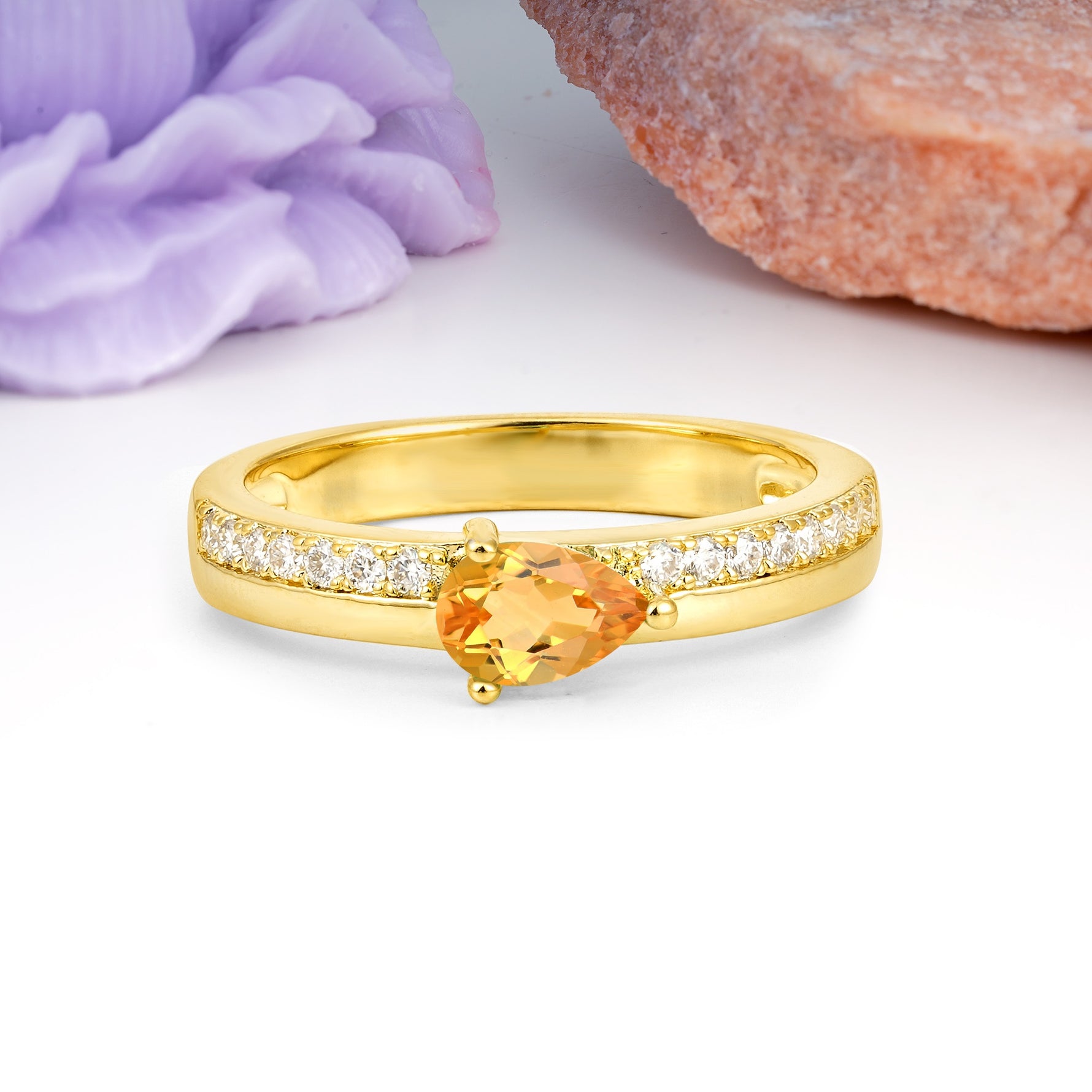 Classic 3-Prong Pear Cut Citrine Engagement Ring - Additional view