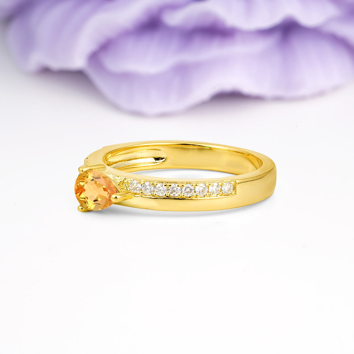 Classic 3-Prong Pear Cut Citrine Engagement Ring - Additional view