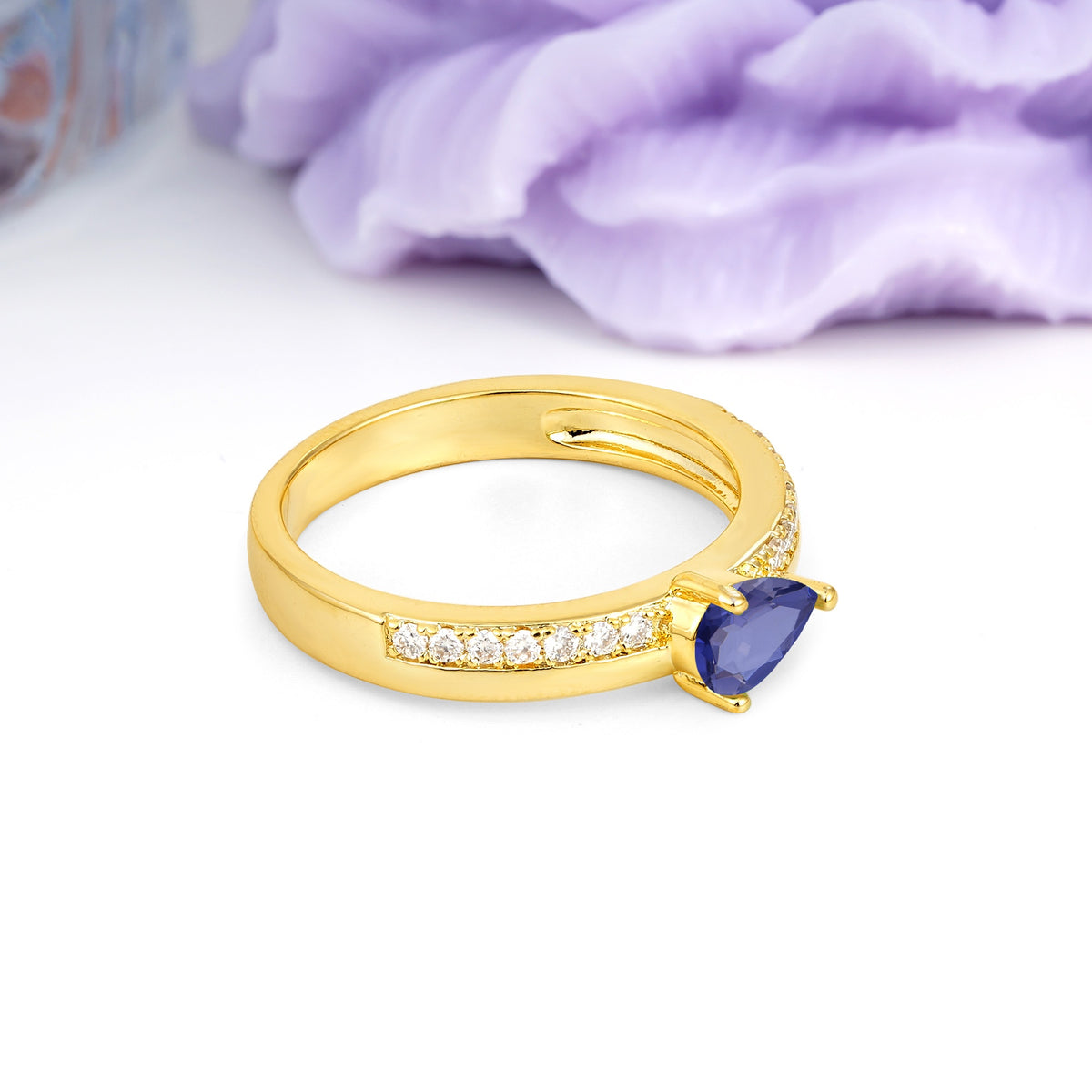 Classic 3-Prong Pear Cut Tanzanite Engagement Ring - Additional view