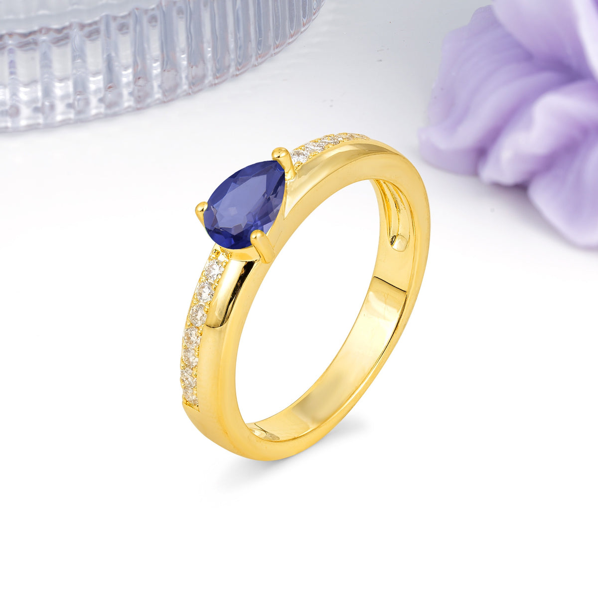 Classic 3-Prong Pear Cut Tanzanite Engagement Ring - Additional view