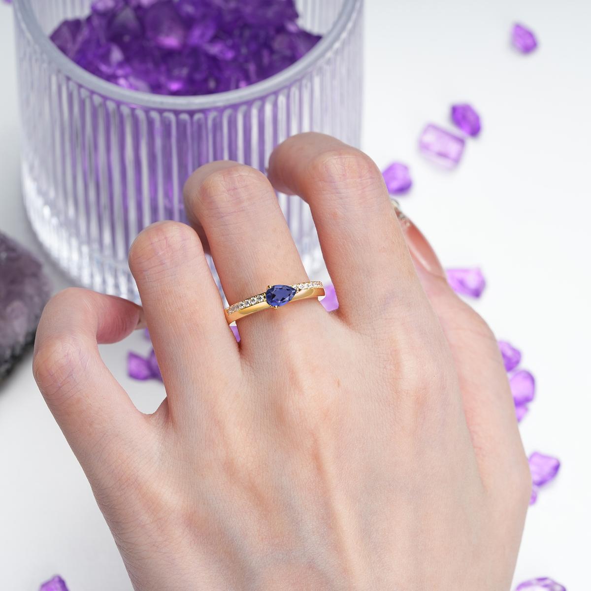 Classic 3-Prong Pear Cut Tanzanite Engagement Ring