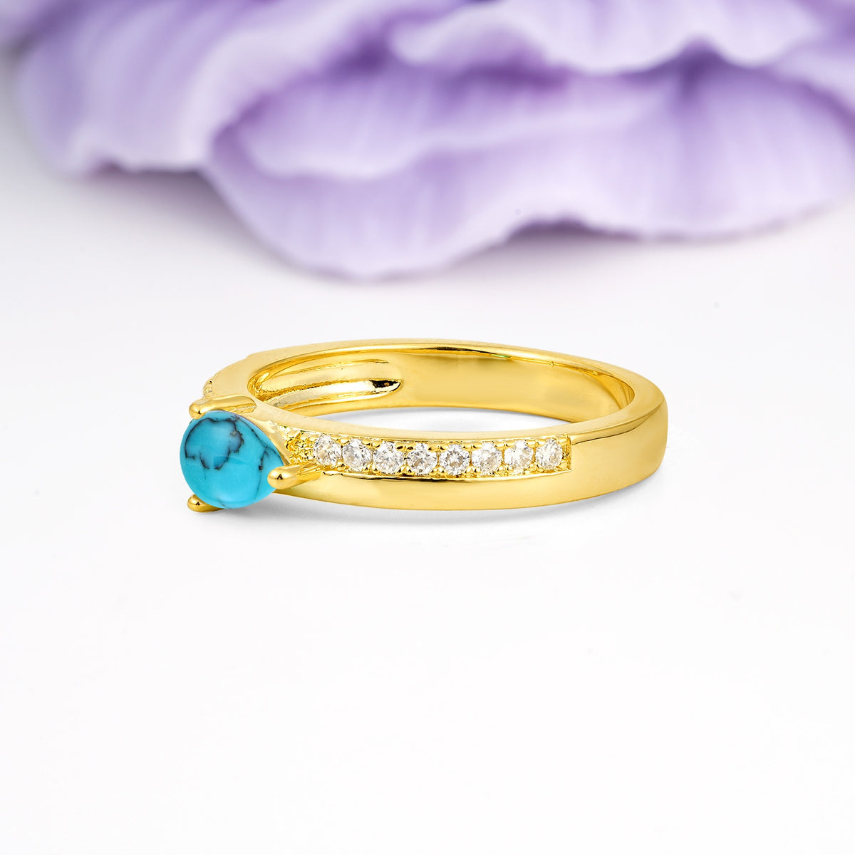 Classic 3-Prong Pear Cut Turquoise Engagement Ring - Additional view