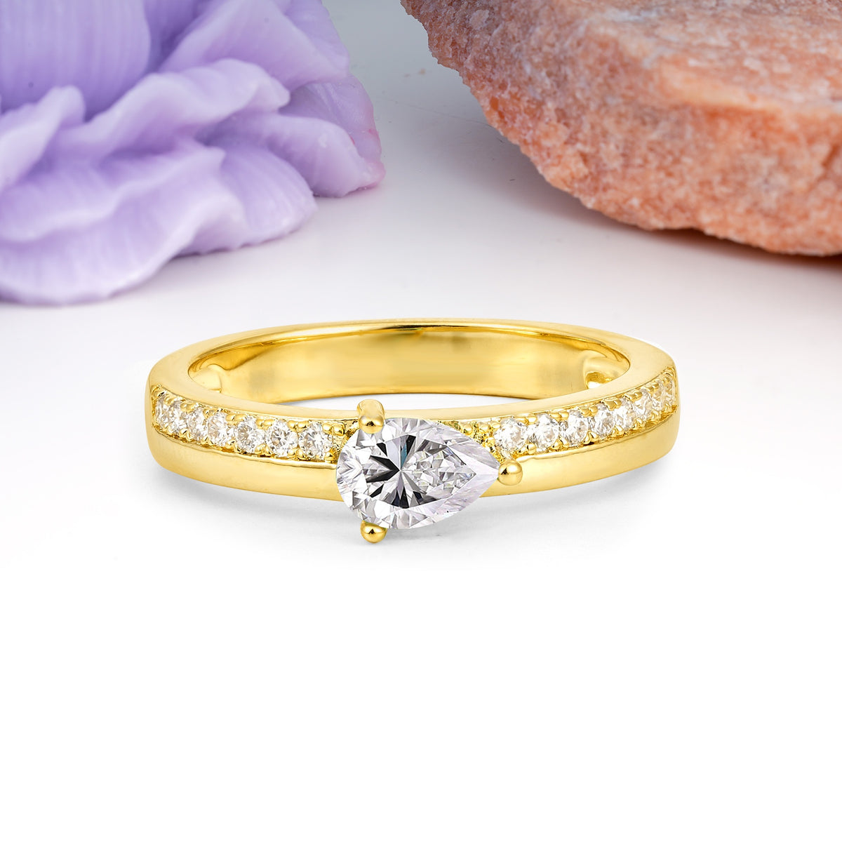 Classic 3-Prong Pear Cut Lab Diamond Engagement Ring - Additional view