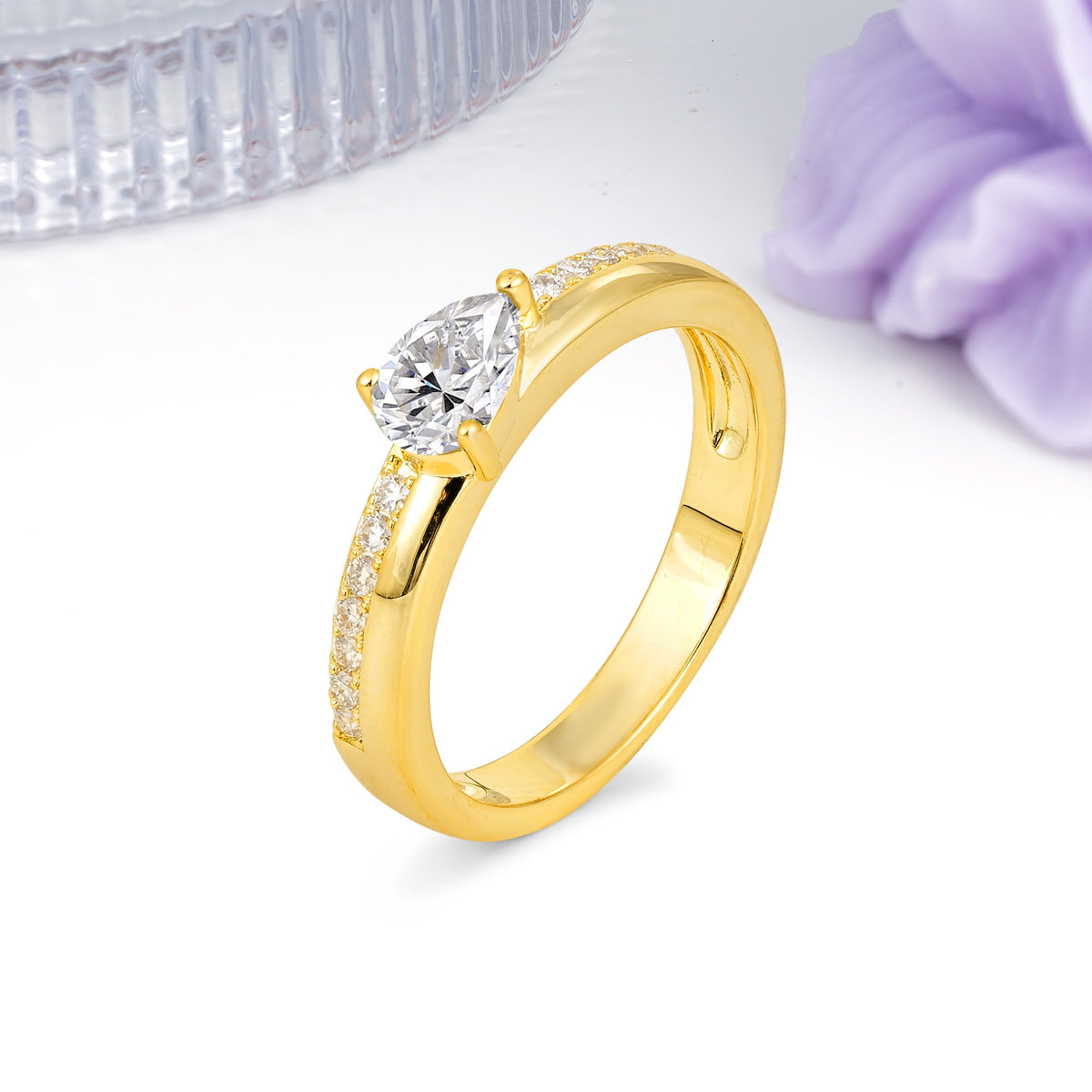 Classic 3-Prong Pear Cut Lab Diamond Engagement Ring - Additional view