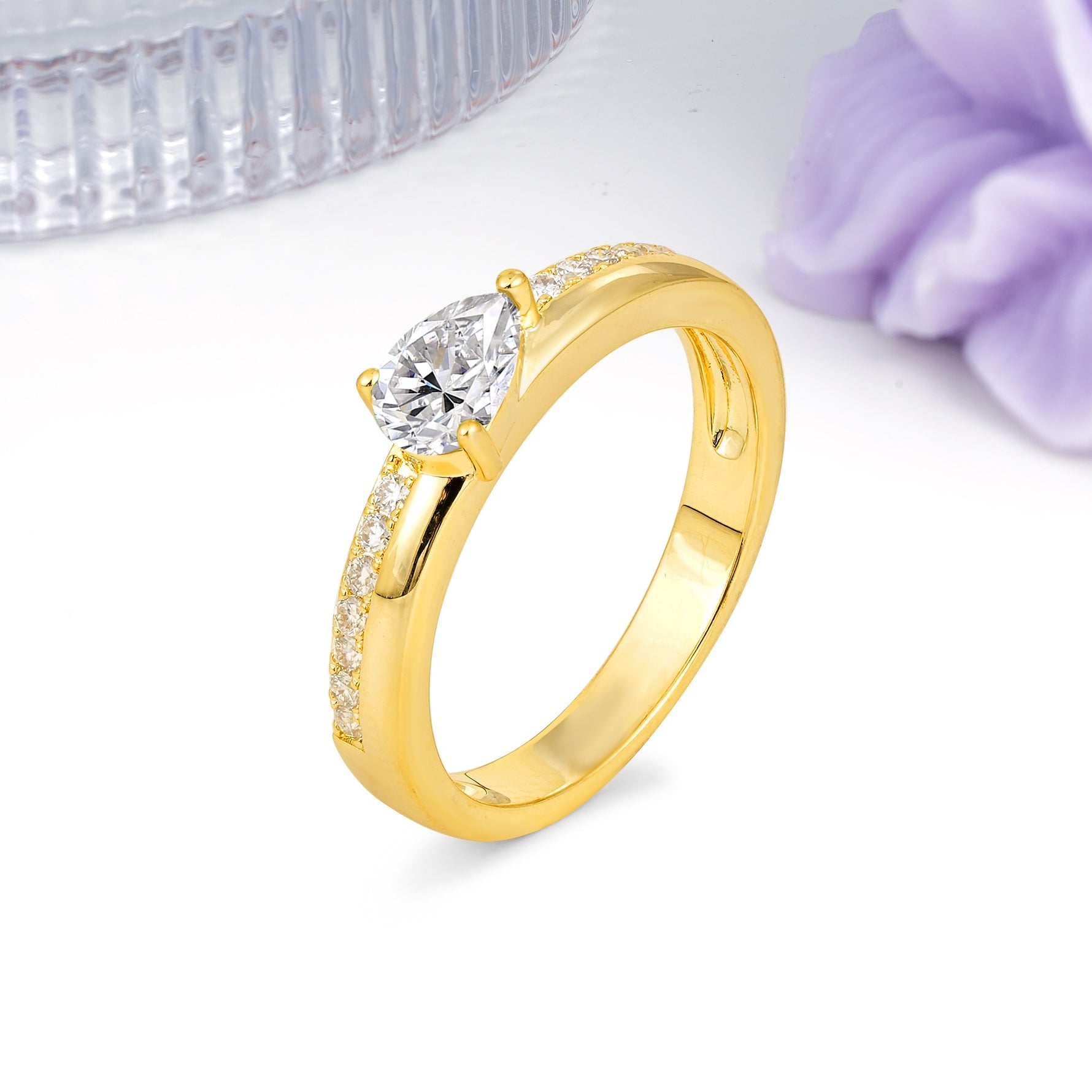 Classic 3-Prong Pear Cut Lab Diamond Engagement Ring - Additional view