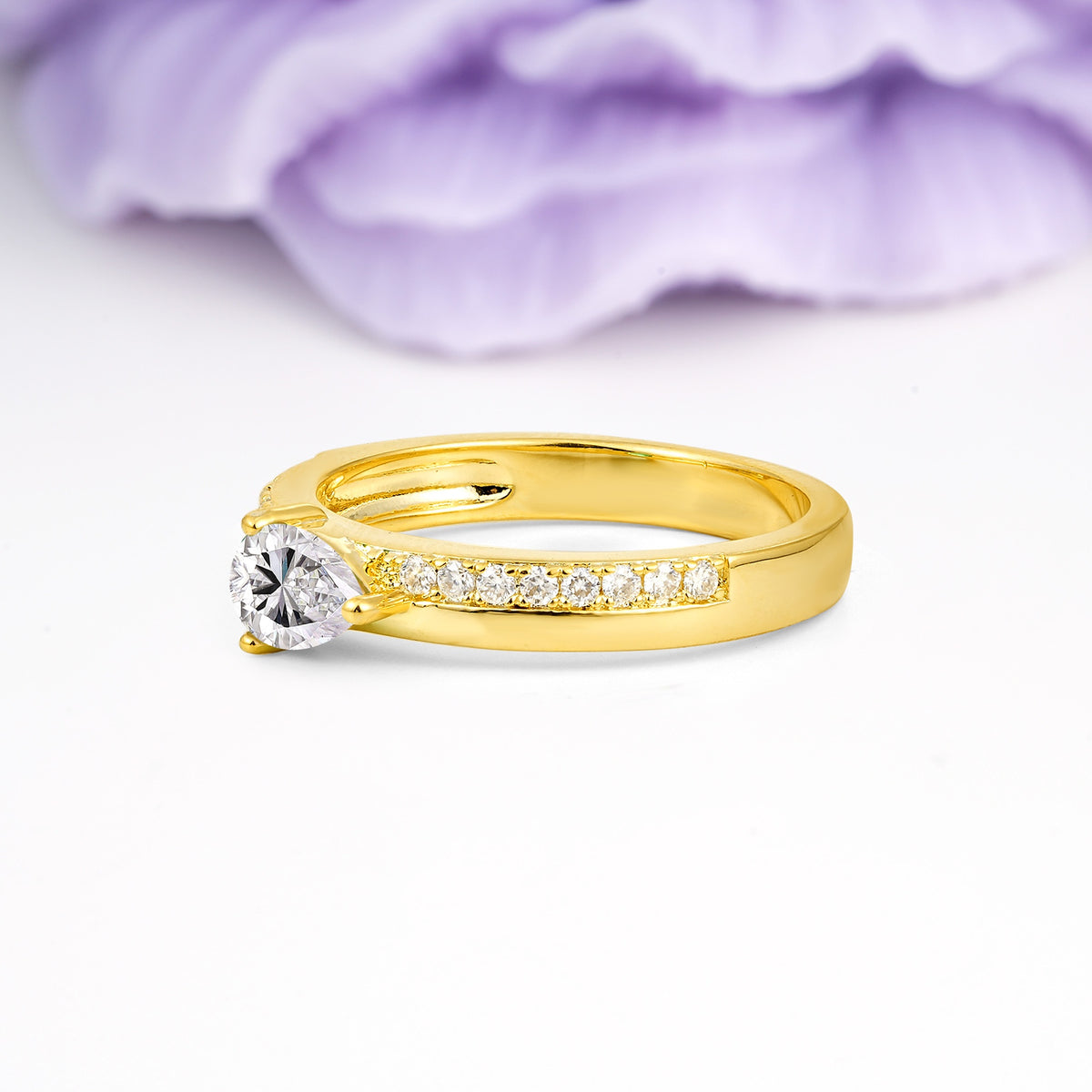 Classic 3-Prong Pear Cut Lab Diamond Engagement Ring - Additional view