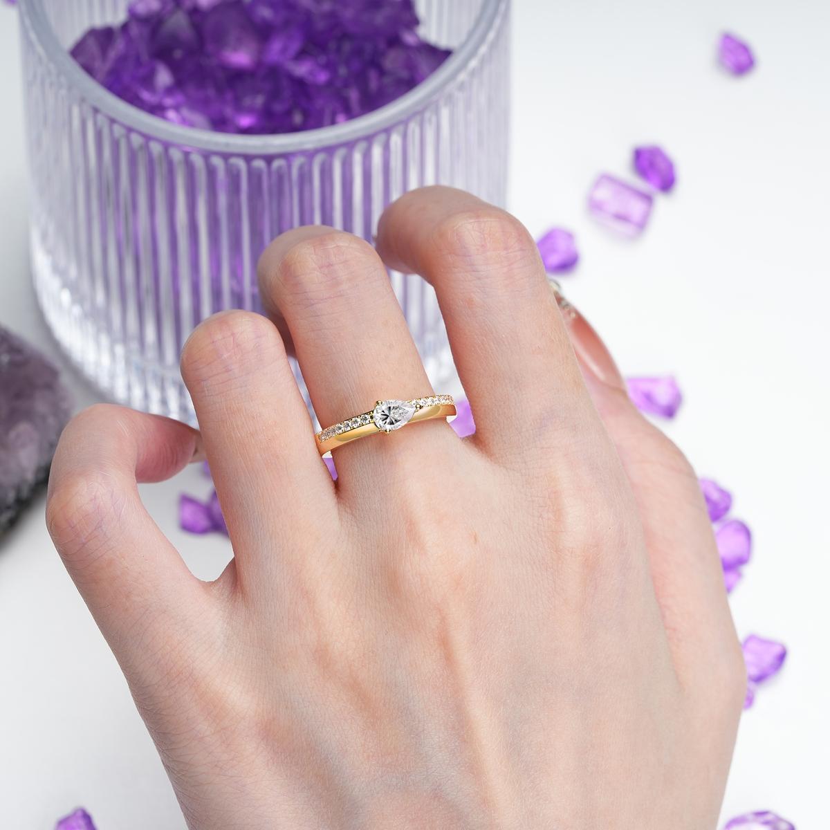 Classic 3-Prong Pear Cut Lab Diamond Engagement Ring