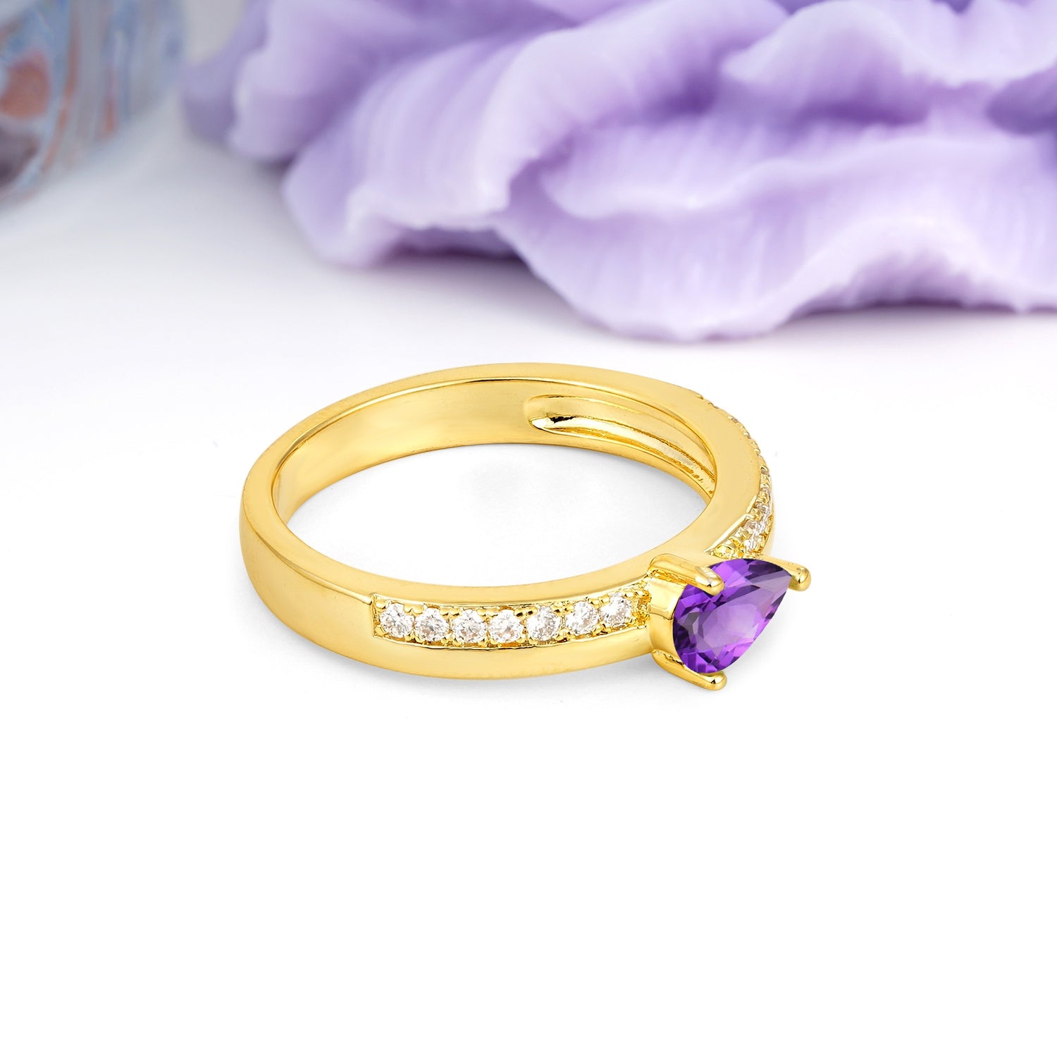 Classic 3-Prong Pear Cut Amethyst Engagement Ring - Additional view