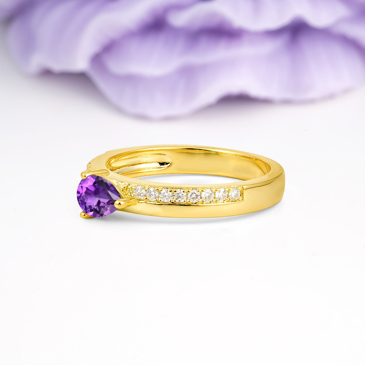 Classic 3-Prong Pear Cut Amethyst Engagement Ring - Additional view