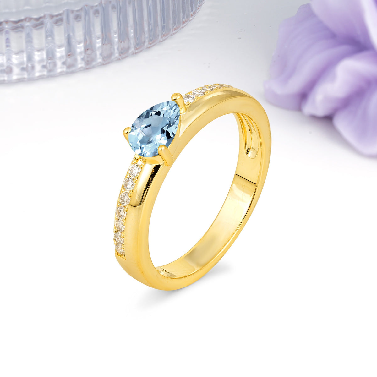 Classic 3-Prong Pear Cut Aquamarine Engagement Ring - Additional view