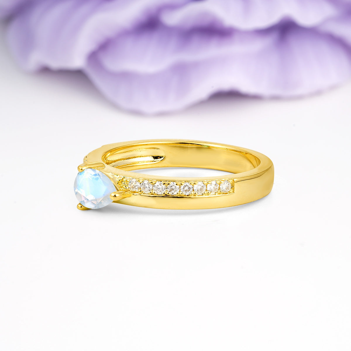 Classic 3-Prong Pear Cut Moonstone Engagement Ring - Additional view