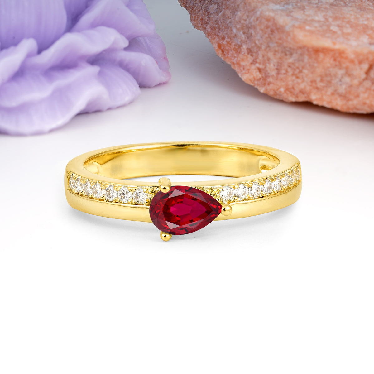 Classic 3-Prong Pear Cut Ruby Engagement Ring - Additional view