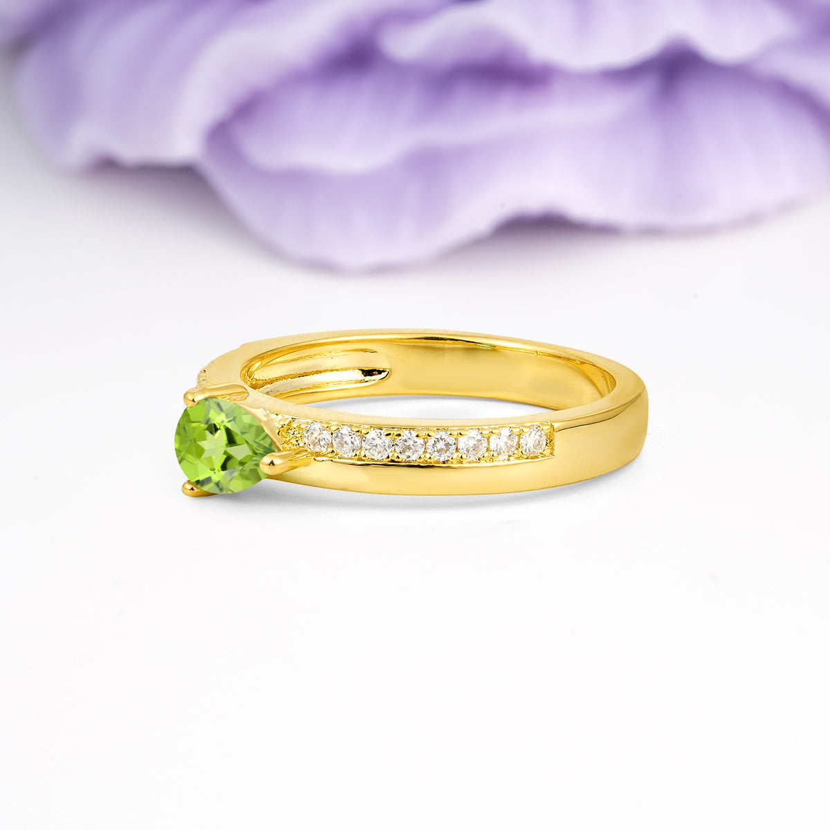 Classic 3-Prong Pear Cut Peridot Engagement Ring - Additional view