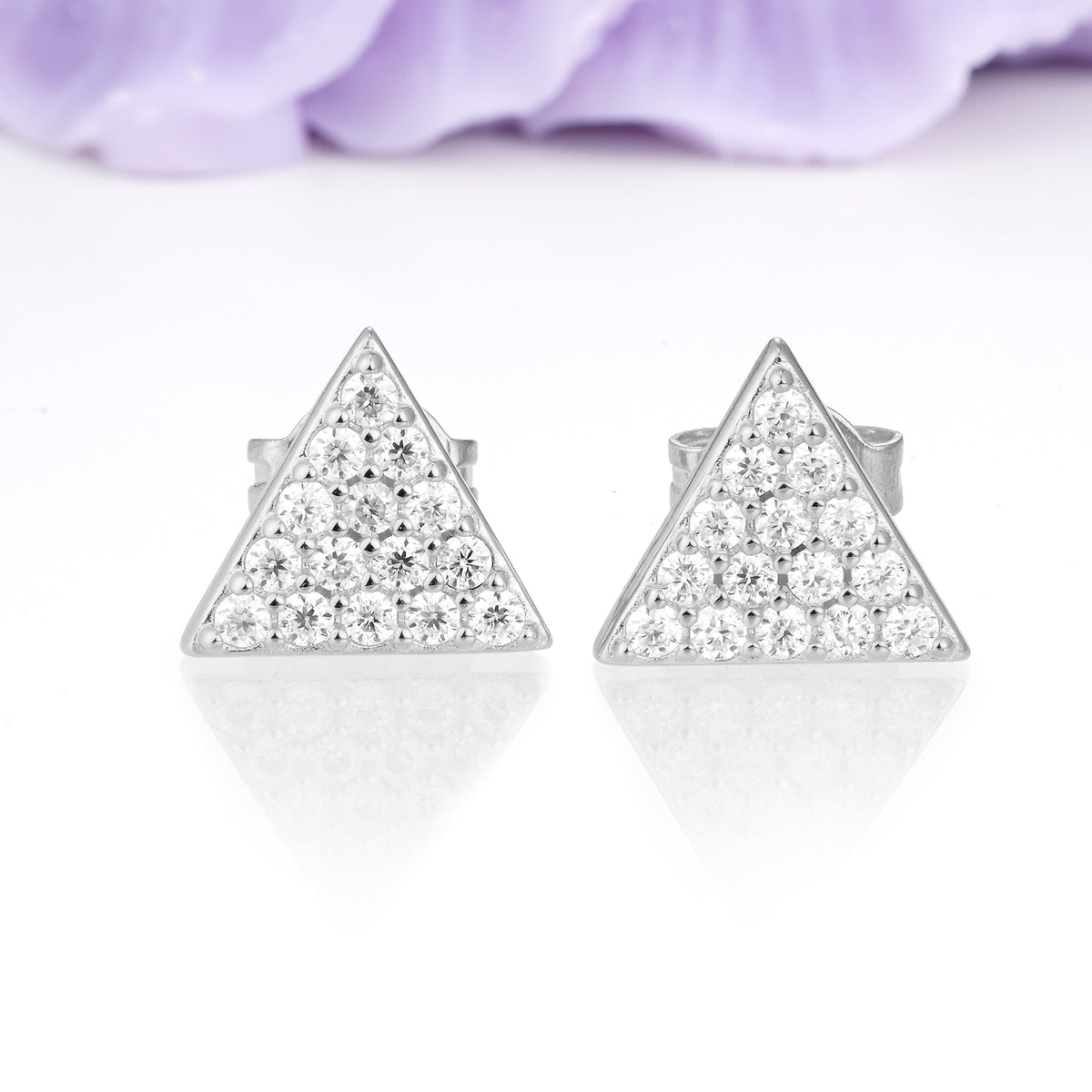 Modern Sharp?Edged Triangle Pave Moissanite Stud Earrings - Additional view
