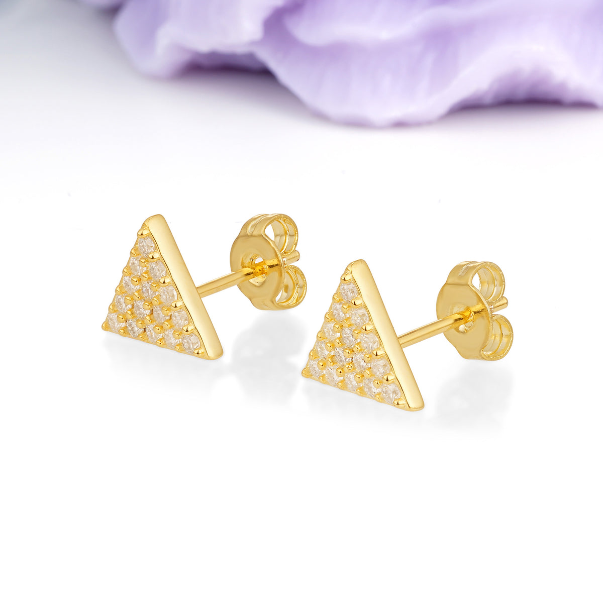 Modern Sharp?Edged Triangle Pave Moissanite Stud Earrings - Additional view