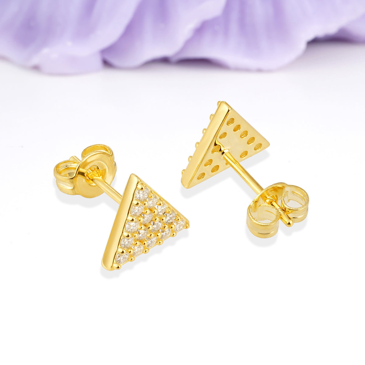 Modern Sharp?Edged Triangle Pave Moissanite Stud Earrings - Additional view